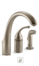 KOHLER Fort 3-Hole Kitchen Faucet ,10430 BV Brushed Bronze .Spray Including