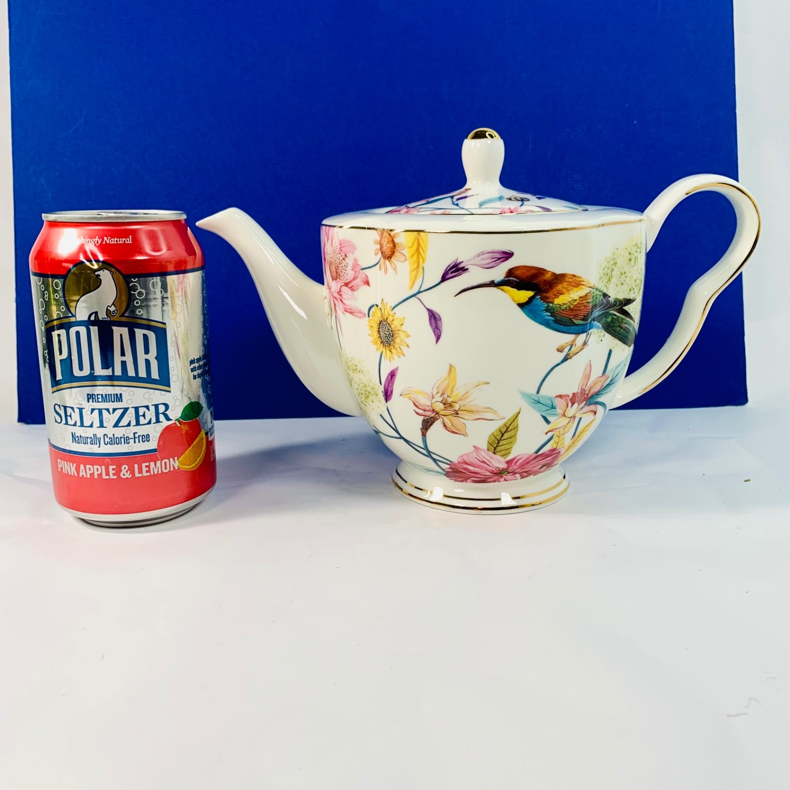 Grace Teaware Fine Porcelain Teapot Very Elegant Floral & Birds 6 1/4" H