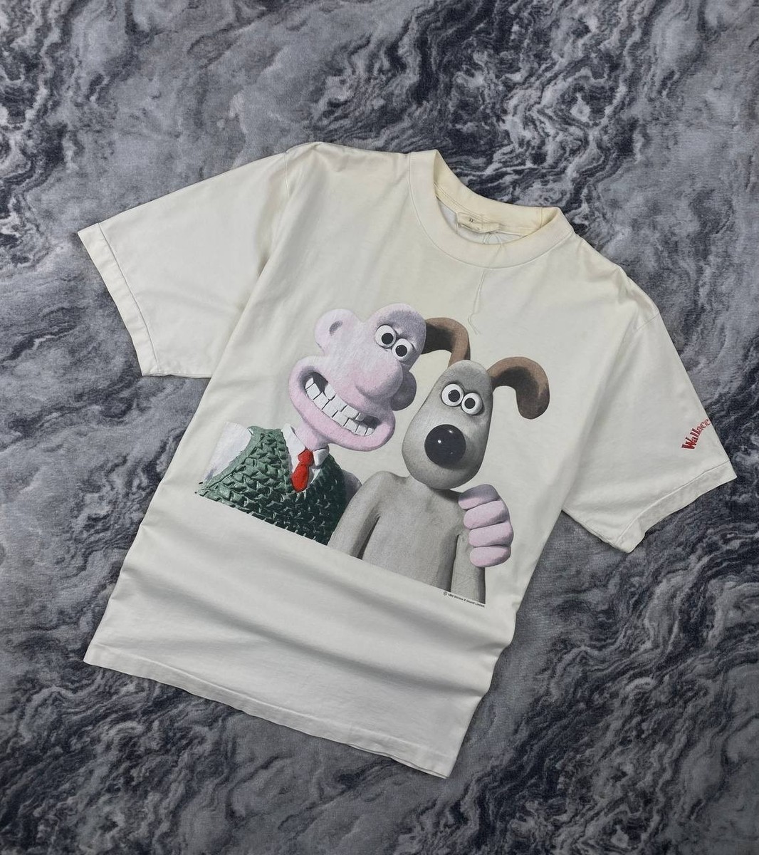 Vintage 1989 Wallace and Gromit Officially Licensed Big Logo T