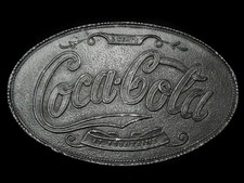 MB13144 VINTAGE 1970s LEWIS  COCA-COLA  5 CENTS AT FOUNTAINS PEWTER BUCKLE