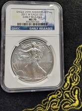 American Eagle MS 70 Graded 2011 Silver Bullion Coins for