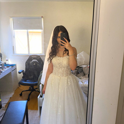 Customized & Personalized Ivory Strapless Lace Tulle Ball Gown, Originally $1600