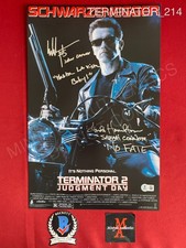 Linda Hamilton Edward Furlong Terminator 2 dual signed 11x17 photo Beckett COA