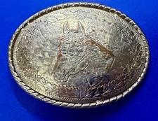 Horse Head Engraved Flower Swirl Etched Western Belt Buckle by W USA to restore
