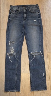 MOTHER The Dazzler Ankle Fray Jeans 27 Weekend Warrior Medium Wash USA