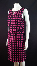 Principles By Ben de Lisi Black Pink Square Work Office Dress Belted Size 12