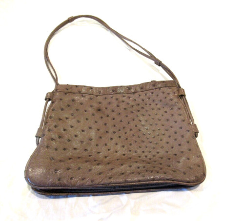 Corbeau gray ostrich leather purse, vintage