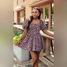 BuddyLove Romeo Puff Sleeve Mini Dress SZ large