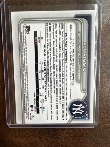 2024 Bowman Zaffiro Edizione Chrome Prospects Giallo Roc Riggio 02/75 #BCP-70 - Foto 2 di 2