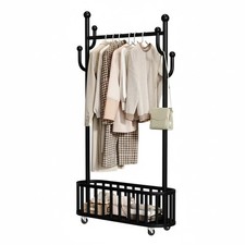 Kleiderständer Garderobenständer Kleiderstange Mit Ablagekorb Metall Mobile