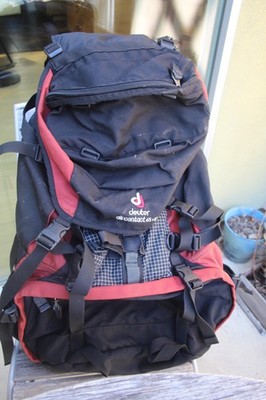 DEUTER 65+10 AIR CONTACT 75L VARI-QUICK ADJUSTABLE Backpack BLACK & RED USED