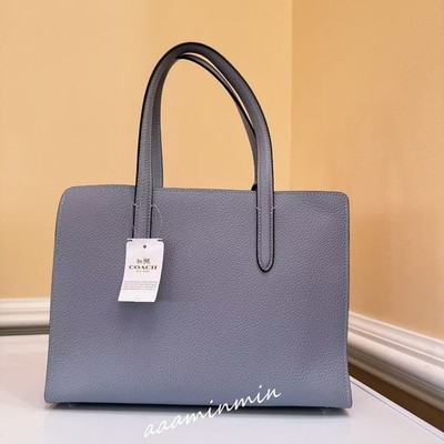 NWT CJ806 COACH Carter Carryall Bag 28 Tote Leather Gray Blue | eBay