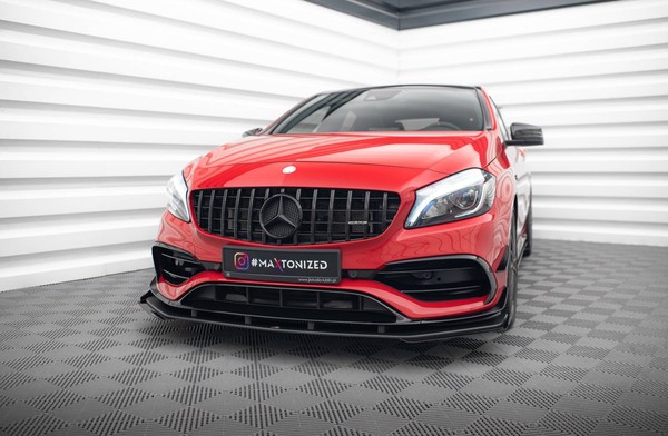 Front StoßStange Flaps Passend FüR Mercedes A 45 AMG W176 FL Schwarz Hochglanz-image