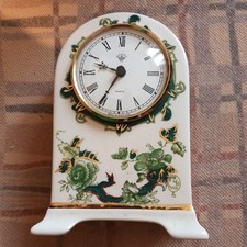 Mason's Ironstone Chartreuse Mantel Clock, Roman Numerals, Hand Painted, working