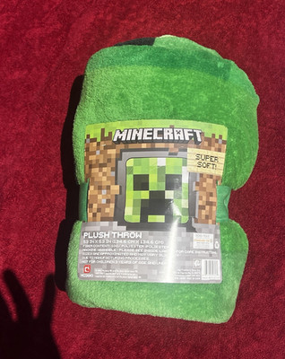 Minecraft Creeper Super Soft Plush Throw Blanket 53x53 Green Polyester Washable