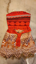 Disney Moana Girls Costume Dress Outfit Size 3 age 4-6 Orange/Brown - 2 Piece