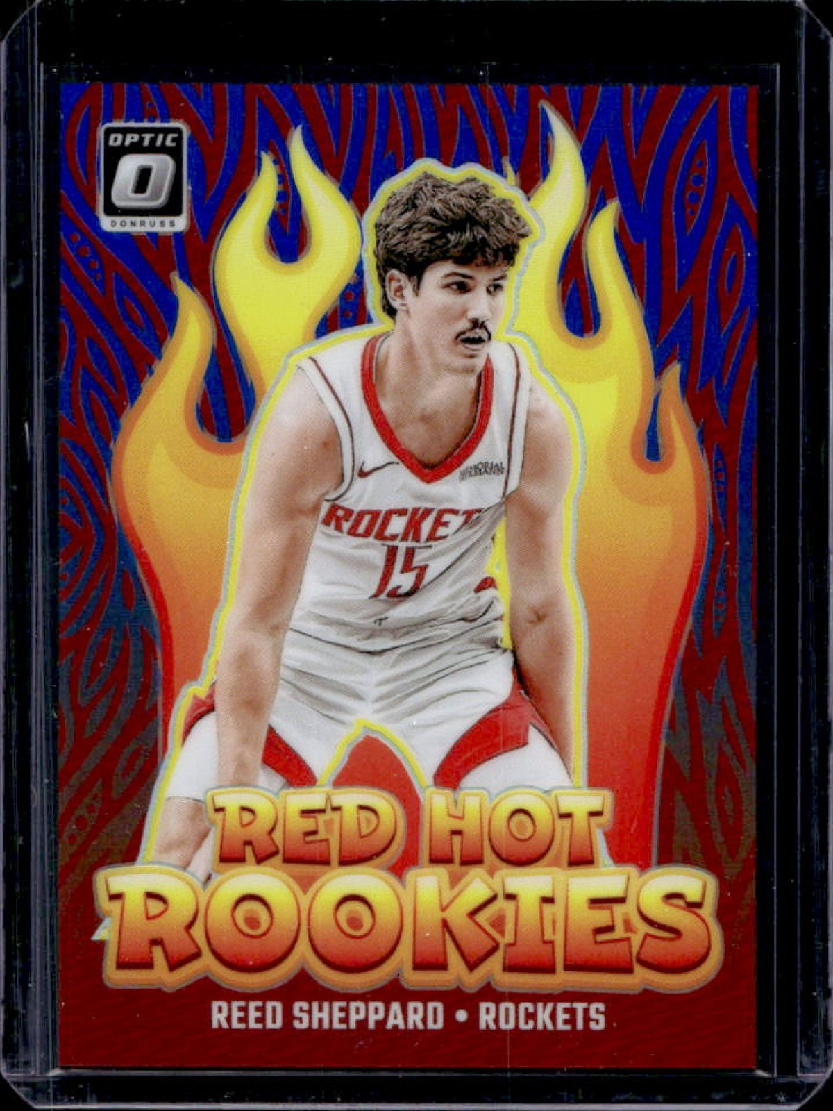 2024-25 Donruss Optic Reed Sheppard Red Hot Rookies Blue RC #27/49 Rockets