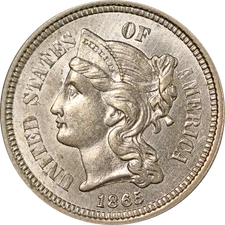 1865 Three (3) Cent Nickel