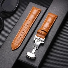 Genuine Calfskin Leather Watch Band 18mm 20mm 22mm 24mm Butterfly Buckle Strap