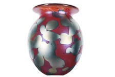 Robert Eickholt Strawberry Iridescent Studio art glass vase