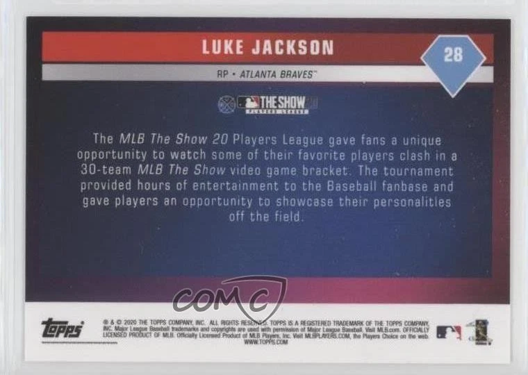 2020 Topps The Show 20 Players League Luke Jackson #28 - Image 2 of 2