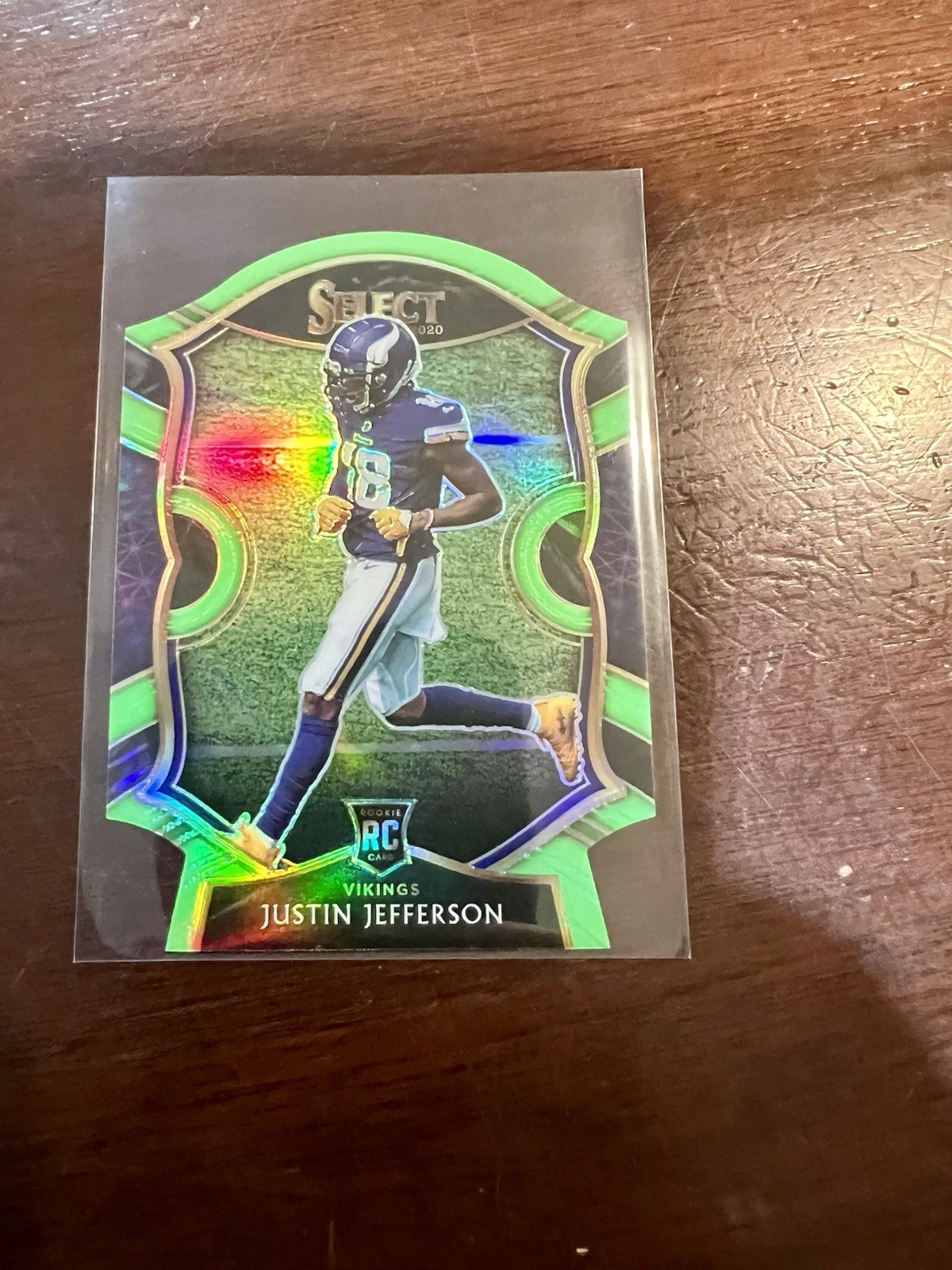 2020 Panini Select Concourse Justin Jefferson #61 Neon Green Prizm Die-Cut