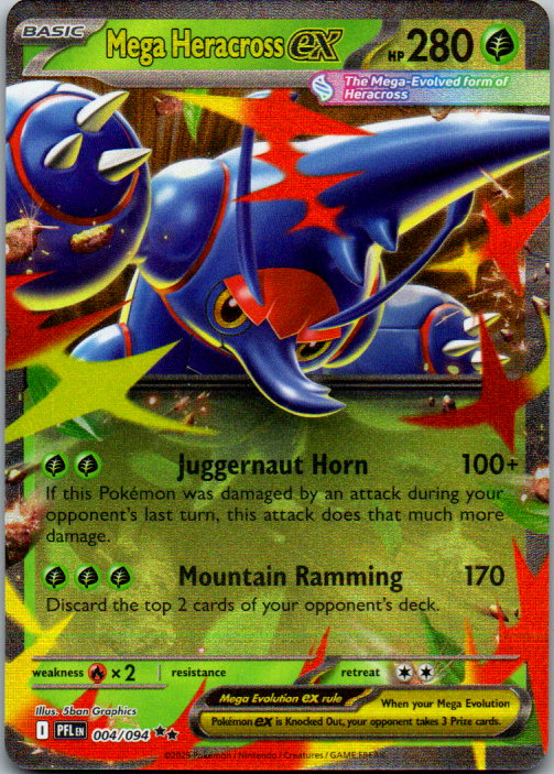 Mega Heracross ex - Double Rare ME02: Phantasmal Flames 004/094 LP