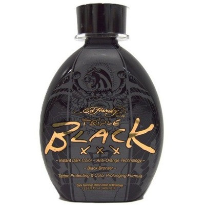 Ed Hardy Triple Black XXX Dark Tanning Lotion Bronzer Tattoo Protecting 13.5oz