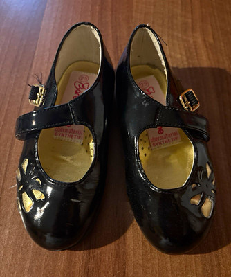 Schuhe Mädchen Ballerina schwarz Riemchen Schnalle Schleife EU 23