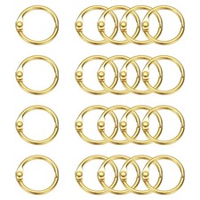 20Pcs Loose Leaf Binder Rings, 0.7 Inch Metal Open Card Rings,Gold Tone
