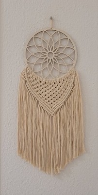 Maakramee Wandteppich Beige Traumfänger Natur 20x57cm Naturfarben