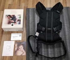 BabyBj rn Baby Carrier One - Cotton Black - One Size 0-36 Mo 8-33lbs w/ Box