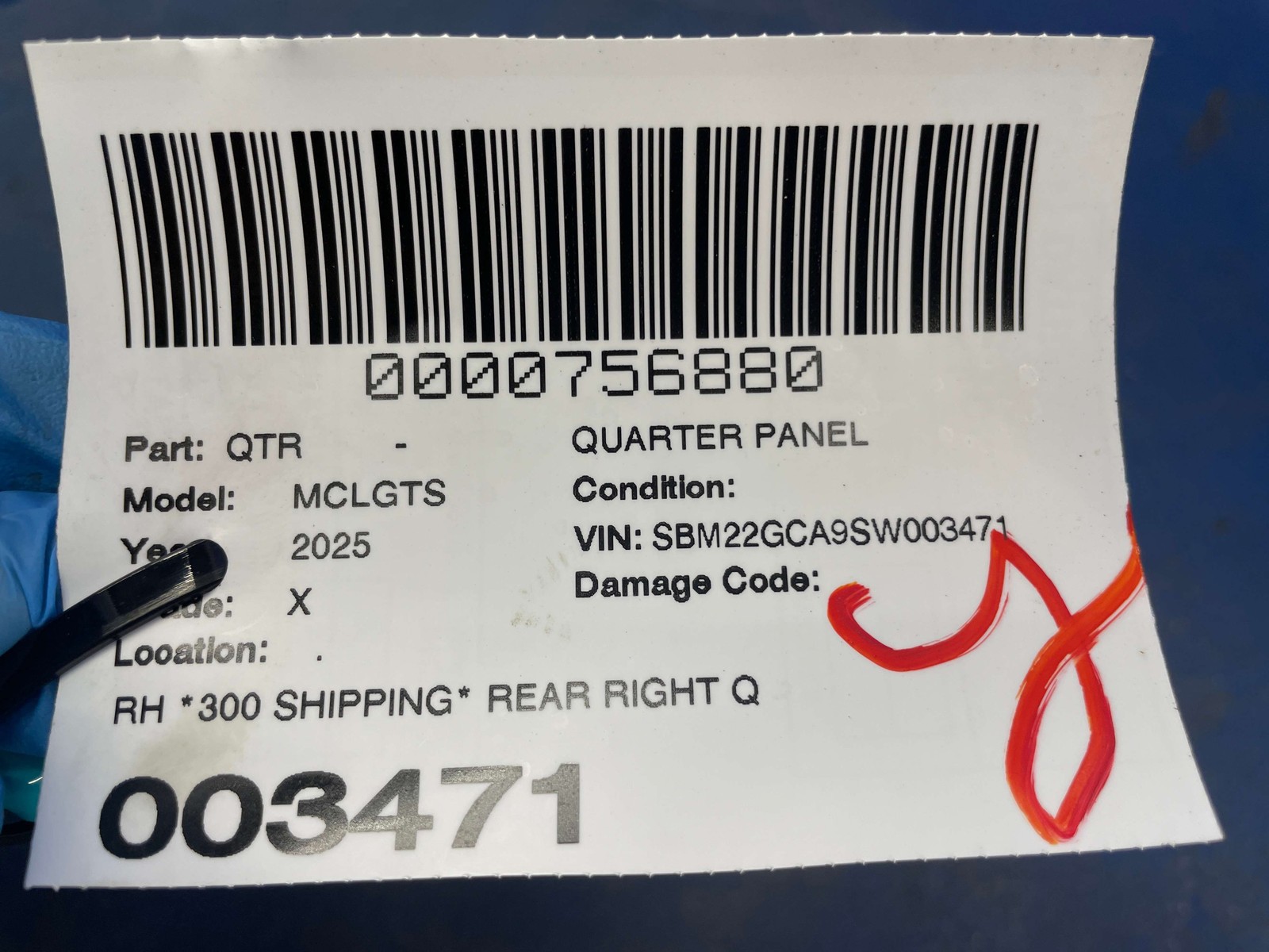 2025-2026 MCLAREN GTS OEM REAR RIGHT QUARTER WING FENDER PANEL TOKYO CYAN