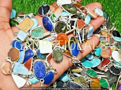 Lapis & More Gemstone Pendant 25pcs Wholesale Lots 925 Silver Plated Jewelry