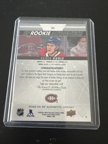 2022-23 SP Rookie Authentics Kaiden Gule Rookie Jersey Patch - Bild 4 von 4