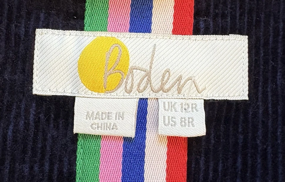 Blazer feminino Boden azul marinho veludo jaqueta de algodão stretch tamanho 8 R excelente - Imagem 4 de 4