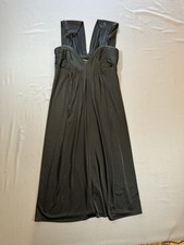 BCBG Max Azria Black Empire Waist Pleated Cocktail Dress Wide Strap XS