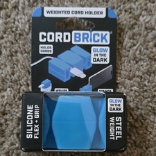 CordBrick Weighted Cable Holder Blue Glow Silicone Steel Glow in the Dark