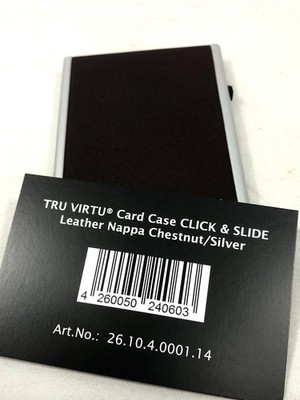 TRU VIRTU Card Case Click & Slide Leather Nappa Chestnut/Silver für 5 Karten