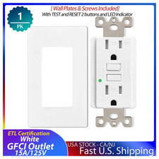 1-Pack 15 Amp GFI Electrical GFCI Outlet,TR WR,with LED Indicator Wall Plate