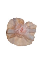 Fascinator Hairpiece Tea Party Kentucky Derby Blush Salmon Pink w/ Satin Bonnet