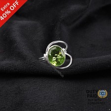 925 Sterling Silver Peridot Stone August Ethnic Unique Sister Band Elegant Ring