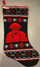 Star Wars Darth Vader Fair Isle Knit Christmas Stocking Black Red White NWT