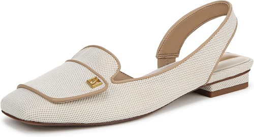 Franco Sarto Teagan 2 Women's Natural Beige Canvas Slingback Flats NW/OB 7M