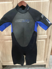 O'NEILL Reactor Youth Shorty Wetsuit Sz 16 Black Blue 2MM Neoprene Easy Zip