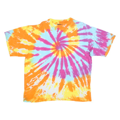 BUM EQUIPMENT Herren T-Shirt Orange & Pink Batik L Kurzarm Rundhals Baumwolle