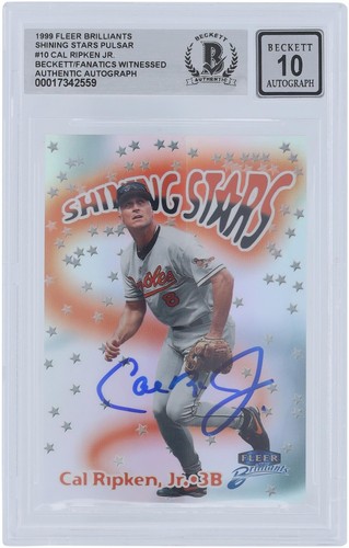 Cal Ripken Jr. Orioles Signed 1999 Fleer Brilliants Shining Stars 10 BAS 10 Card