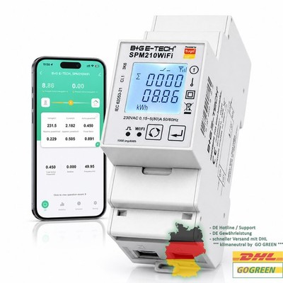 WLAN Stromzähler für Hutschiene Smart WiFi Energy Meter für Tuya APP 230V 80A