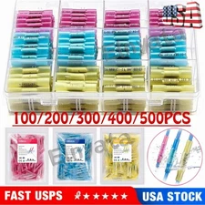 100/500x Car Heat Shrink Wire Connectors Kit Solderless Crimp Butt Terminals 12V