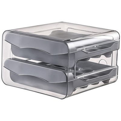 32 Gitter Eierhalter, Haushalts Ei Aufbewahrungsbox für Kühlschrank, transparent 2lagig 3710